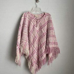Boyne Valley Weavers Pink Plaid Wool Alpaca Poncho Made in Ireland